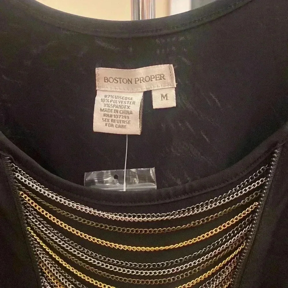 Boston Proper metallic chain dress sized M.  New without tags. - Picture 2 of 8